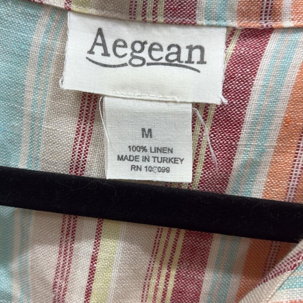 Aegean women’s medium Multicolor Striped linen Top - Picture 2 of 5